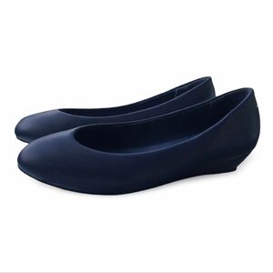 Angel Steps Navy Comfort Flats Womens 8.5W Wide Slip On Work Office Shoes